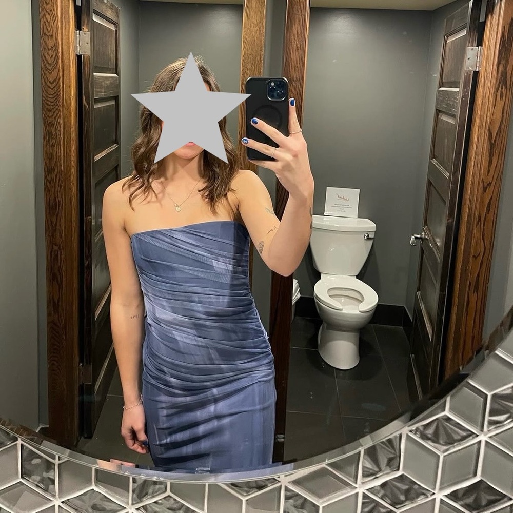 Dusky Blue Ruched Zara Dress